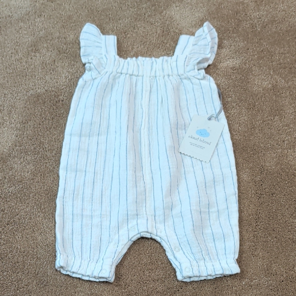 Cloud Island Soft White and Light Blue Baby Outfit